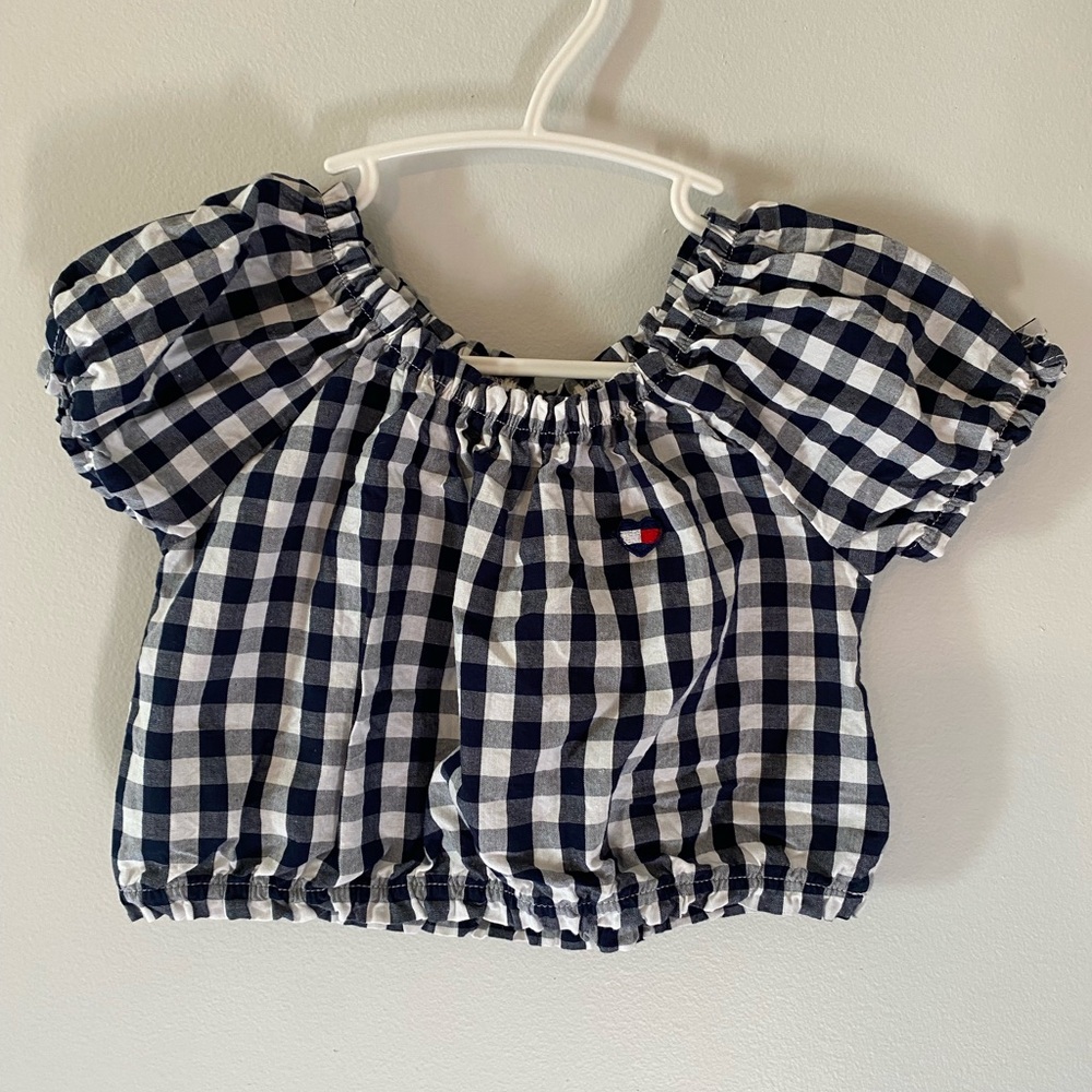 Bundle 3 for $12: Tommy Hilfiger Checkered Off-Shoulder Cropped Top